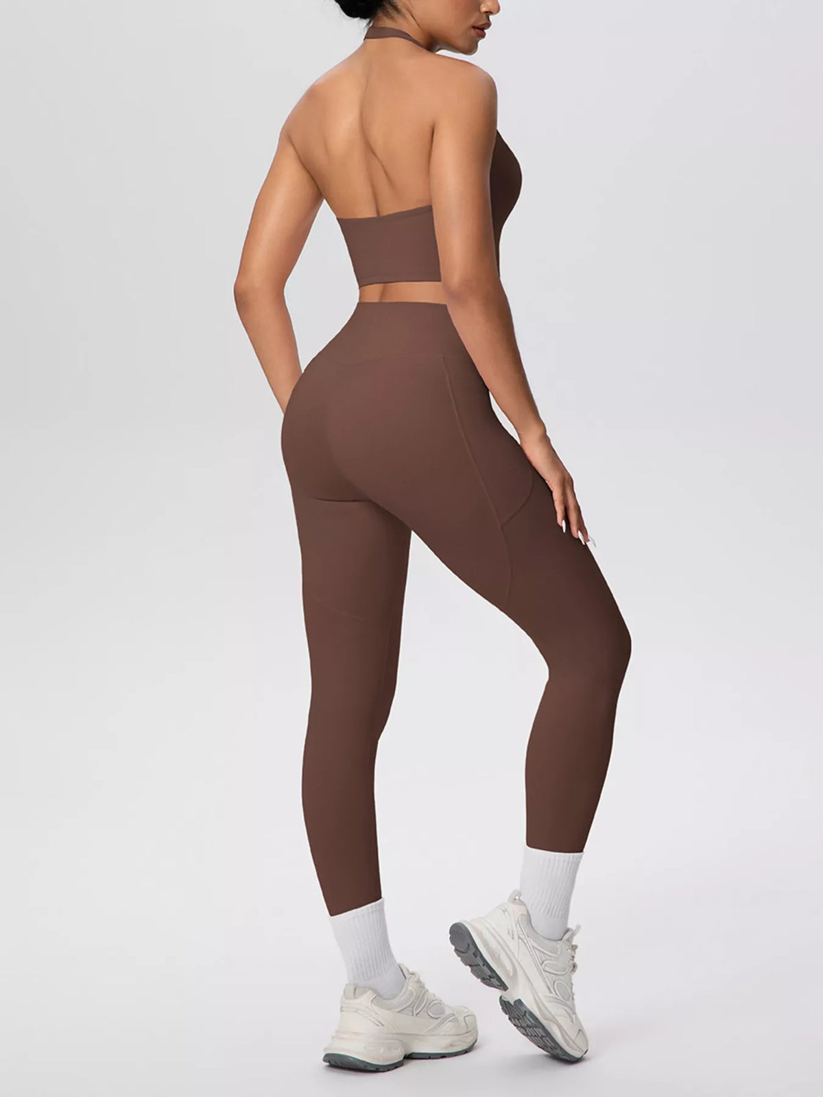 Halter Neck Crop Top & High-Waisted Leggings Set