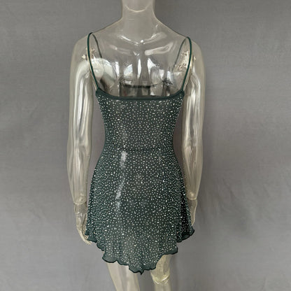 Rhinestone Decor Mini Cami Dress