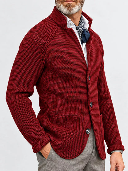 Men's Slim-Fit Knit Stand-Collar Cardigan with Pockets