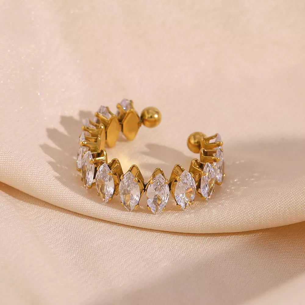 18K Gold-Plated Zircon Bracelet & Ring Jewelry Set