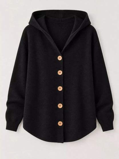 Plus Size Hooded Knit Cardigan, 12 Colors up to 5XL