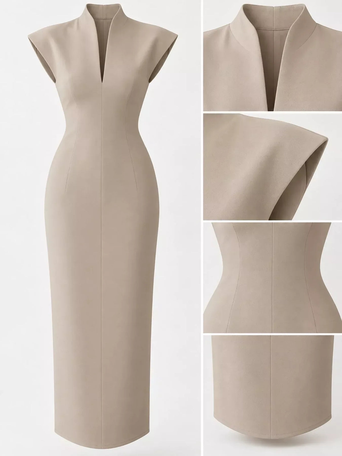 Sleeveless bodycon dress with slit, view 14