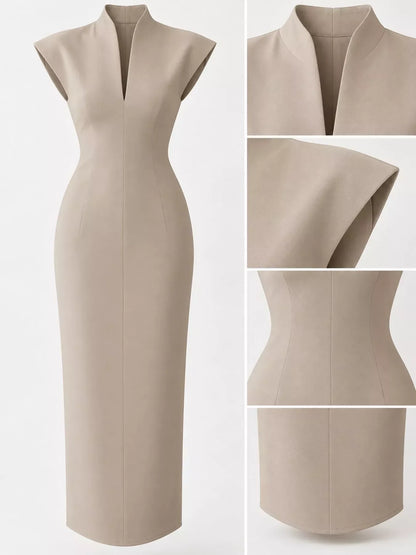 Sleeveless bodycon dress with slit, view 14
