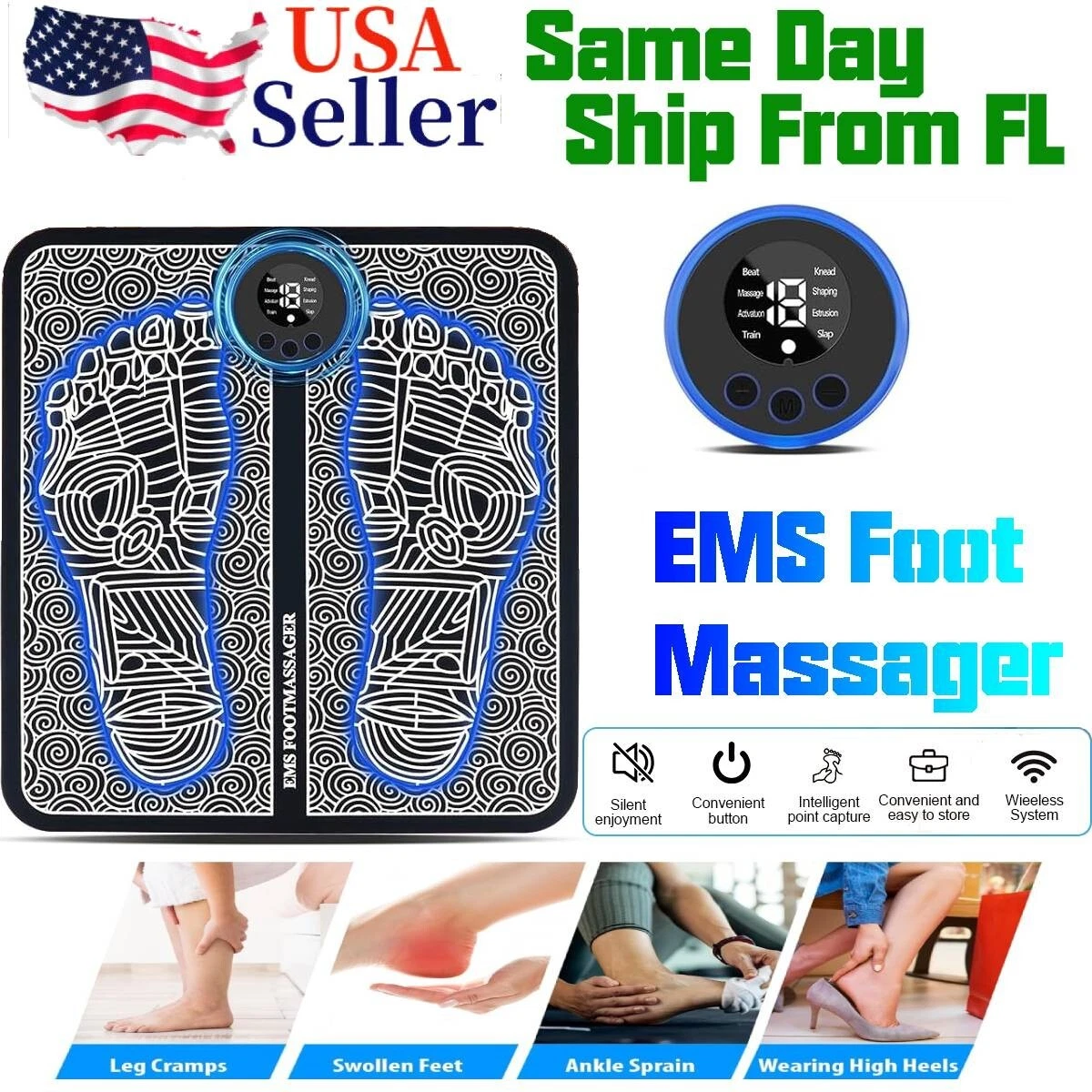 Electric Foot Massager Pad Blood Circulation Muscle Stimulator 