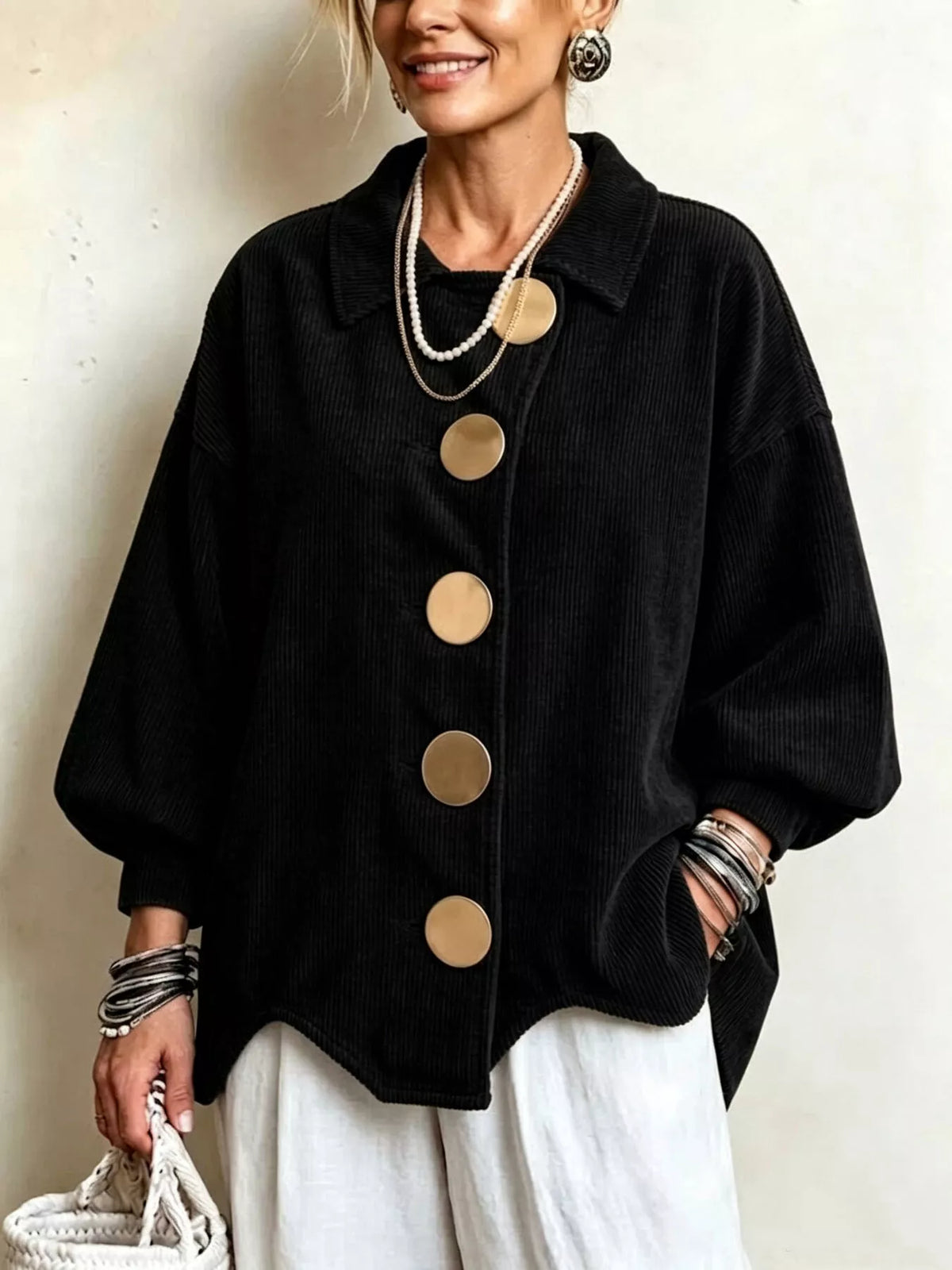 Corduroy button-front jacket, view 5