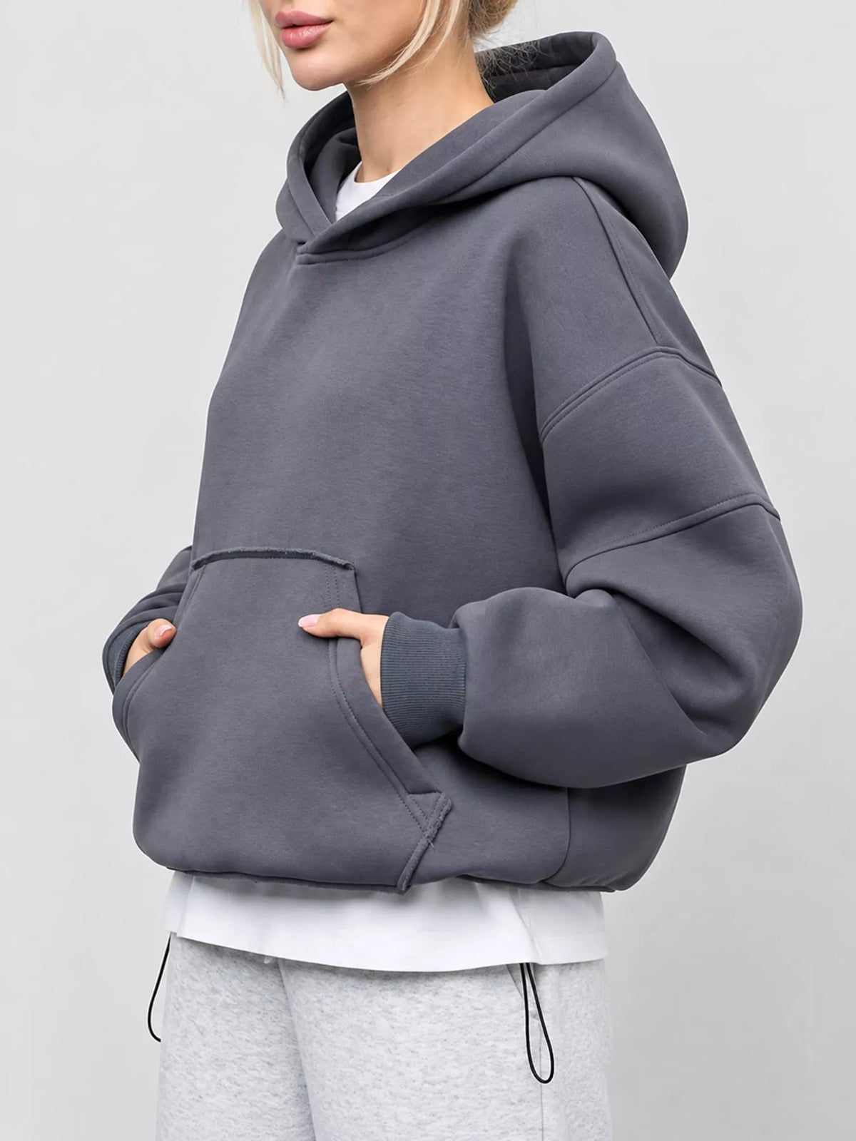 Plus size kangaroo pocket hoodie, view 16