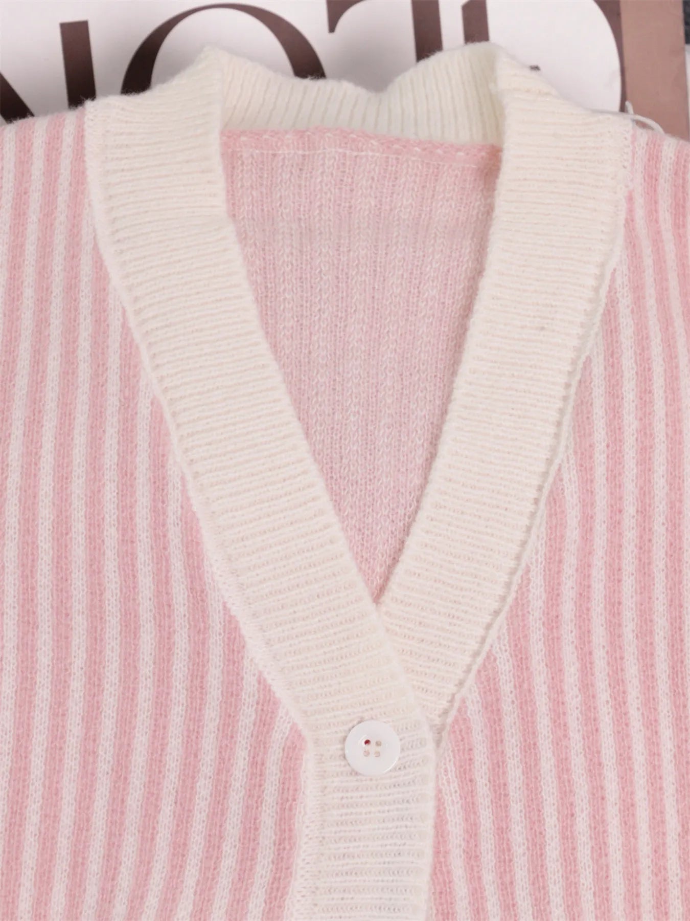 Striped Cardigan with Contrast Trim