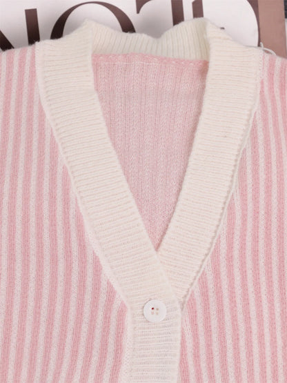 Striped Cardigan with Contrast Trim