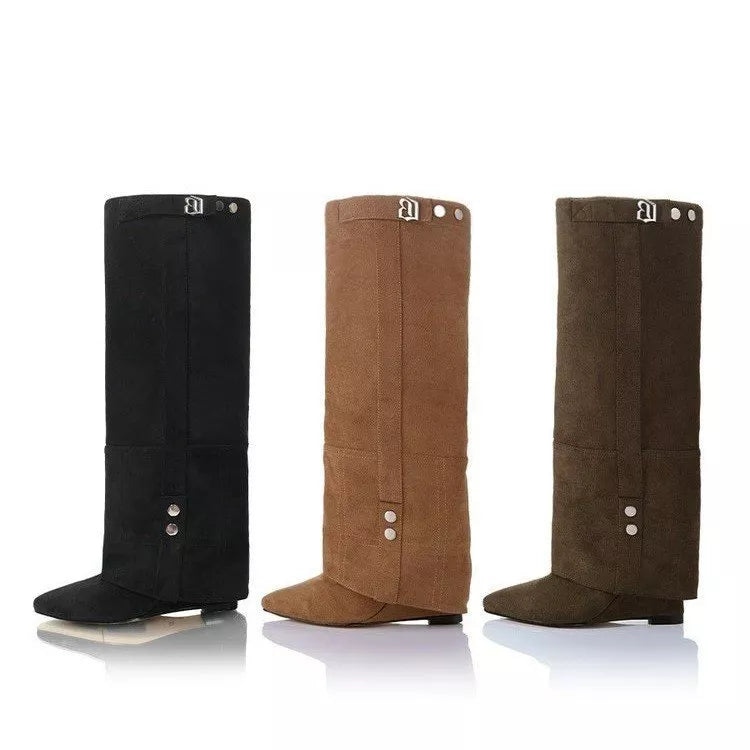 Block Heels Point Toe Boots