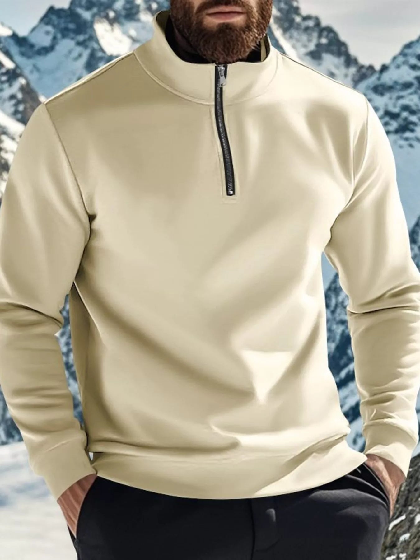 Men's Full Size Solid Color Zip Sweatshirt