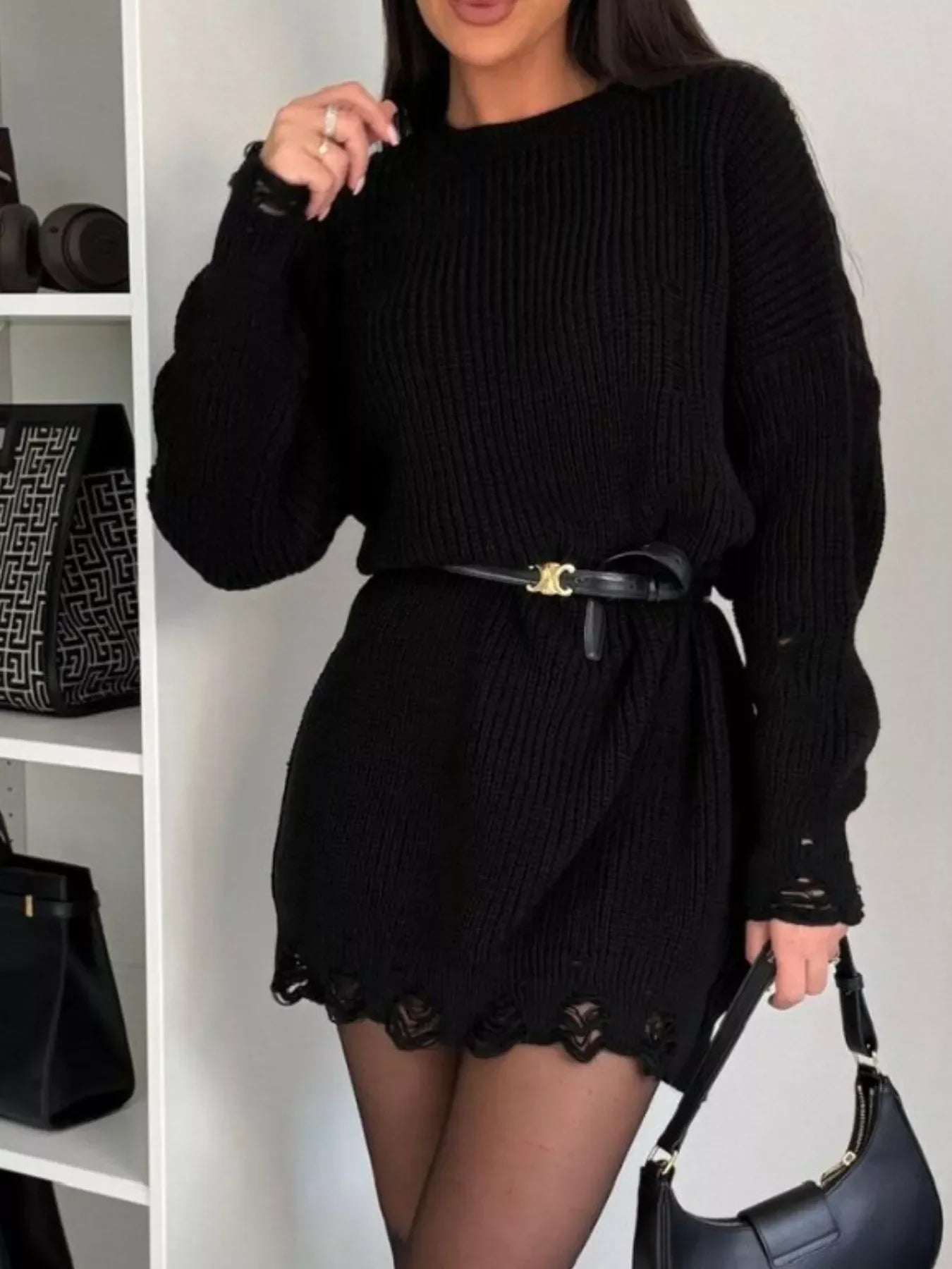 Drop Shoulder Sweater Dress