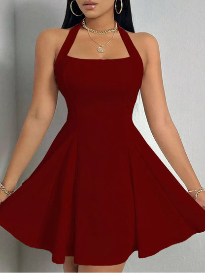 Halter neck A-line mini dress, view 13