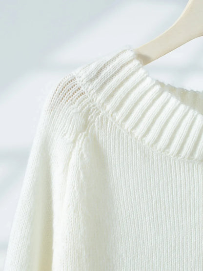 Ribbed Knit Boat Neck Sweater