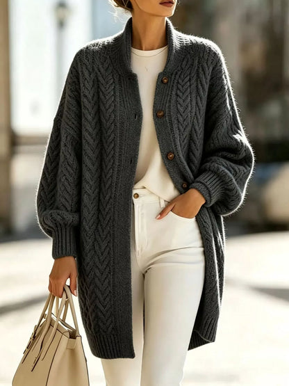 Plus size cable knit cardigan, view 9