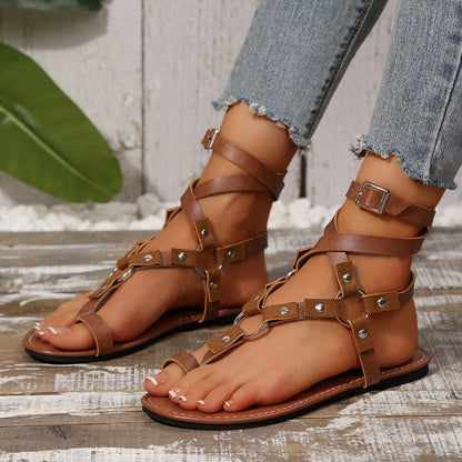 Studded toe loop sandals, view 3