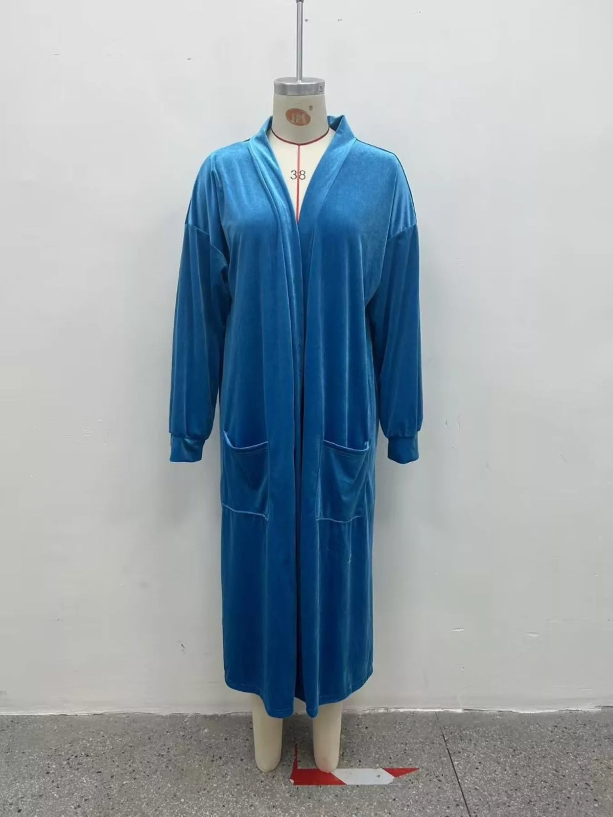 Plus size velvet longline cardigan, view 14