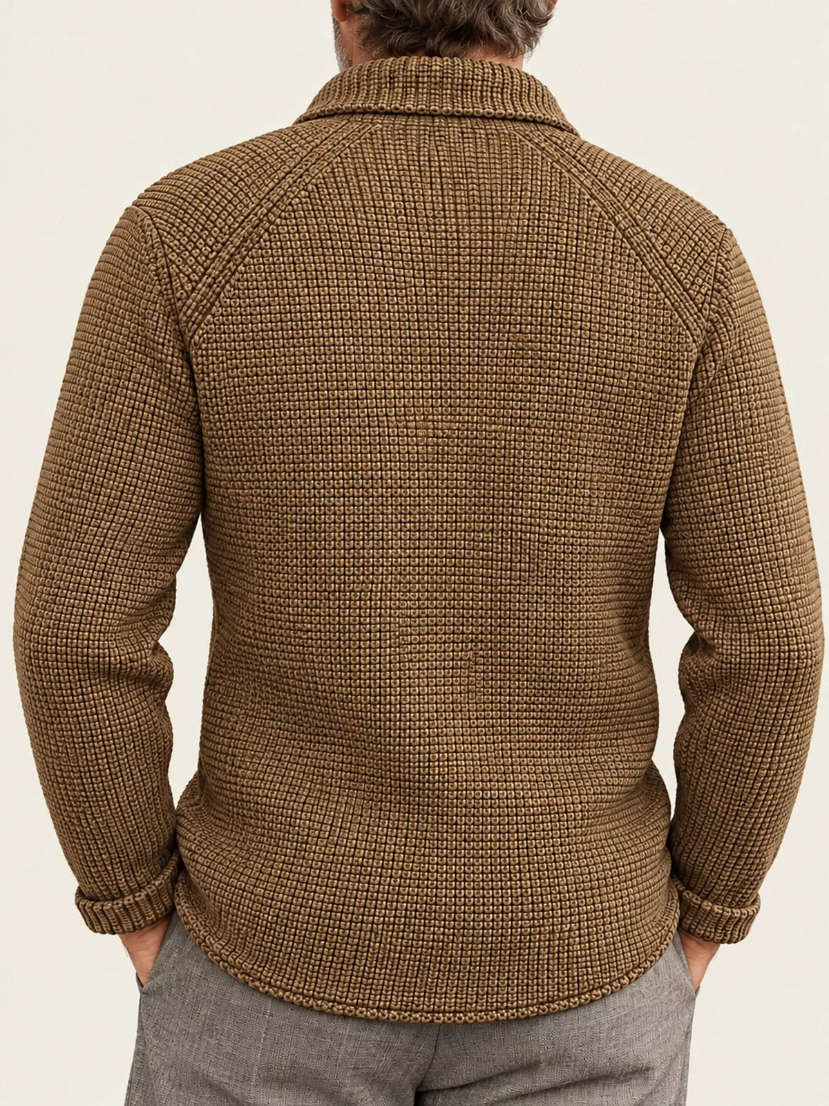 Men's Slim-Fit Knit Stand-Collar Cardigan with Pockets