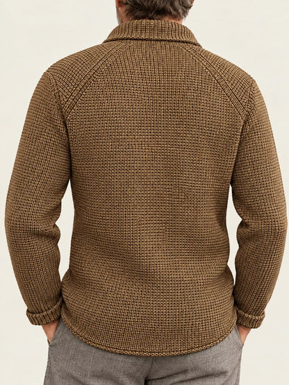 Men's Slim-Fit Knit Stand-Collar Cardigan with Pockets