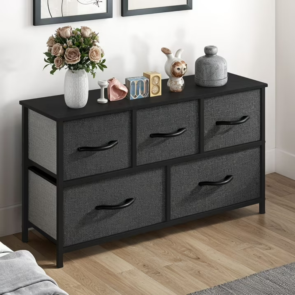 5 Drawer Dresser Fabric, Wide Chest Of Drawers