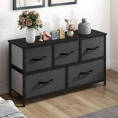 5 Drawer Dresser Fabric, Wide Chest Of Drawers