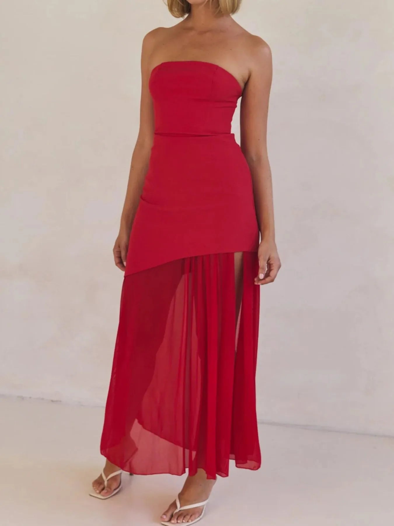 Layered Slit Tube Maxi Dress