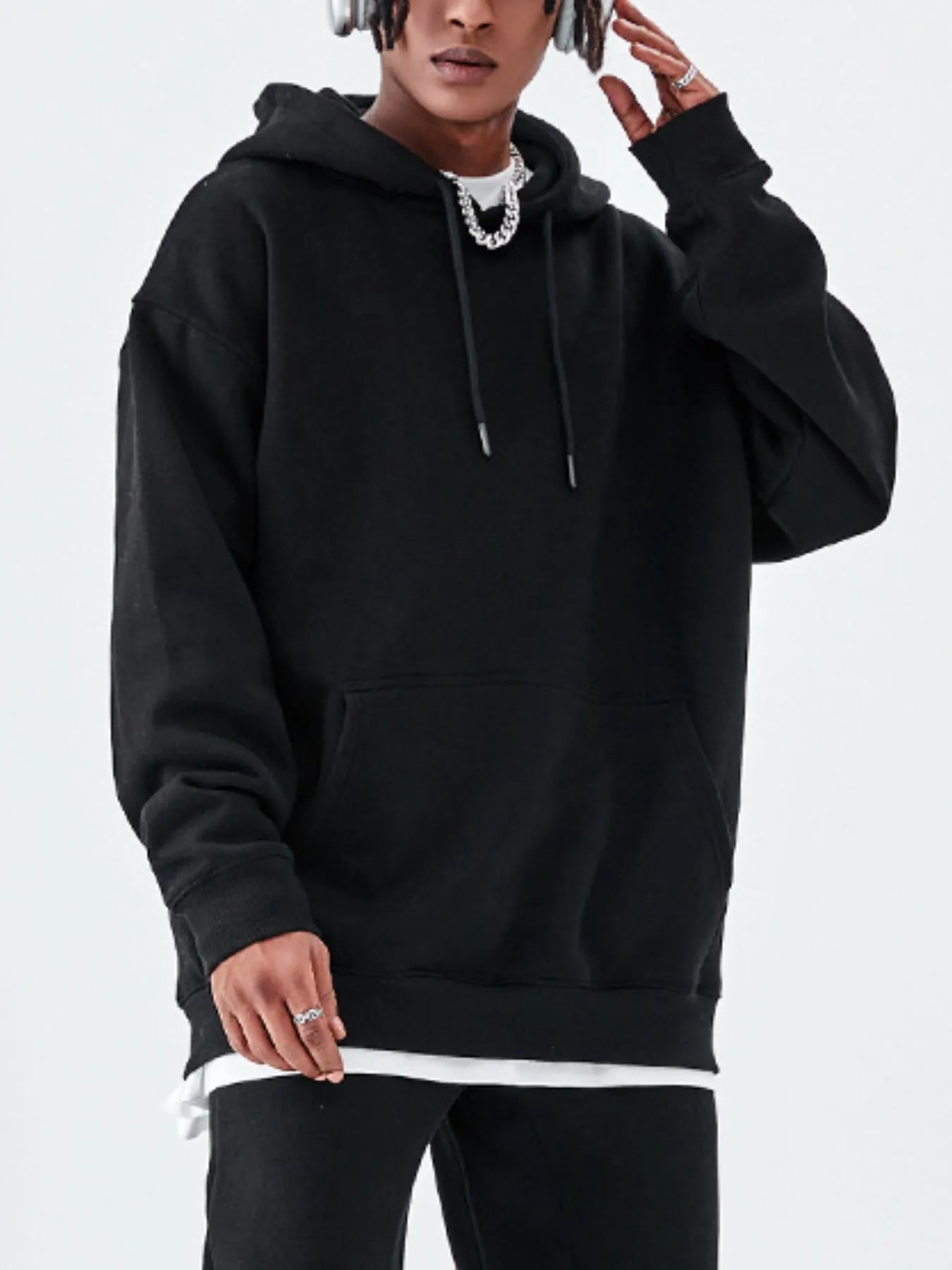 Men's Drawstring Drop Shoulder Hoodie