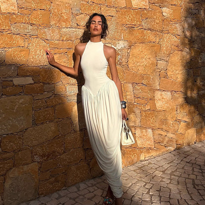 Sleeveless patchwork high waisted dress