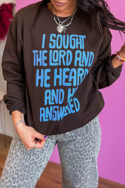 Plus size polka dot slogan sweatshirt in chocolate