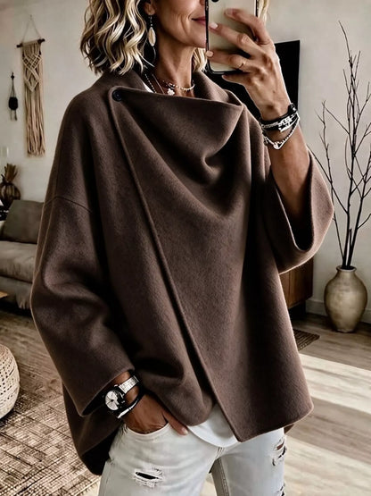 Asymmetric cowl neck cape, view 9