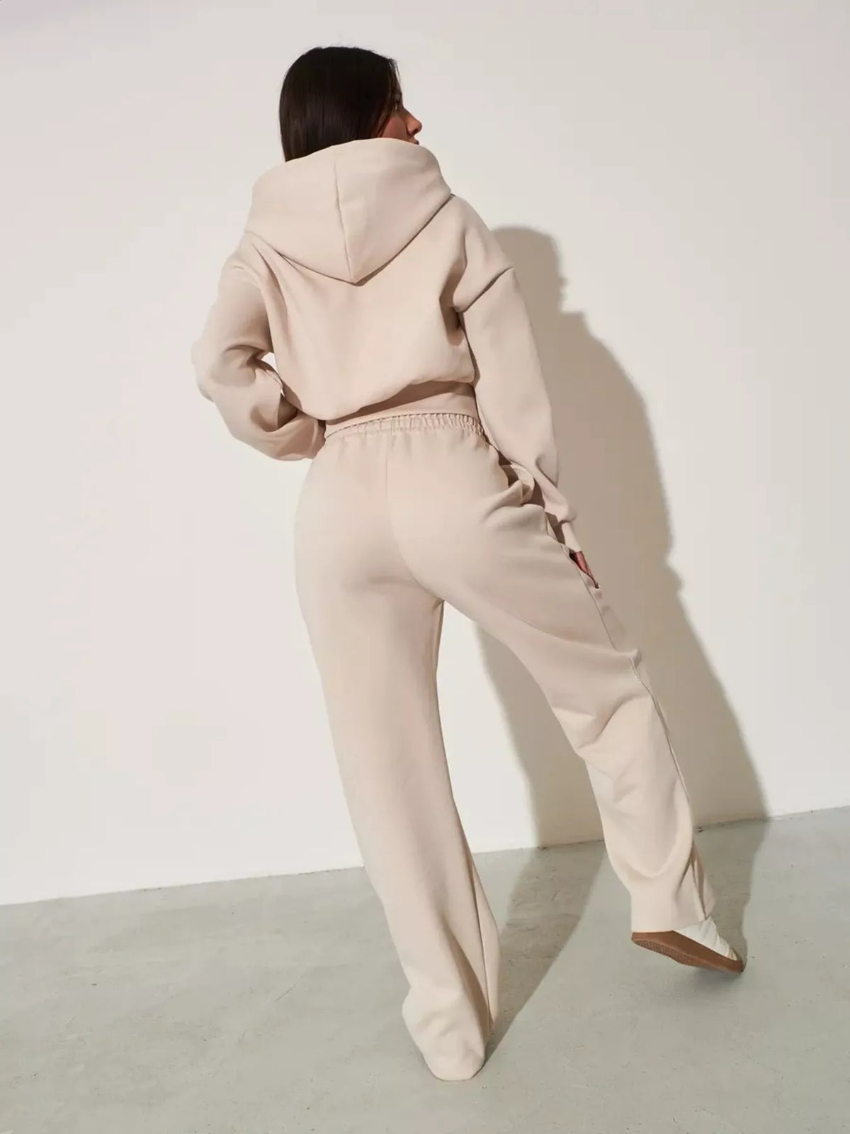 Zip-Up Hoodie & Wide-Leg Sweatpants Set