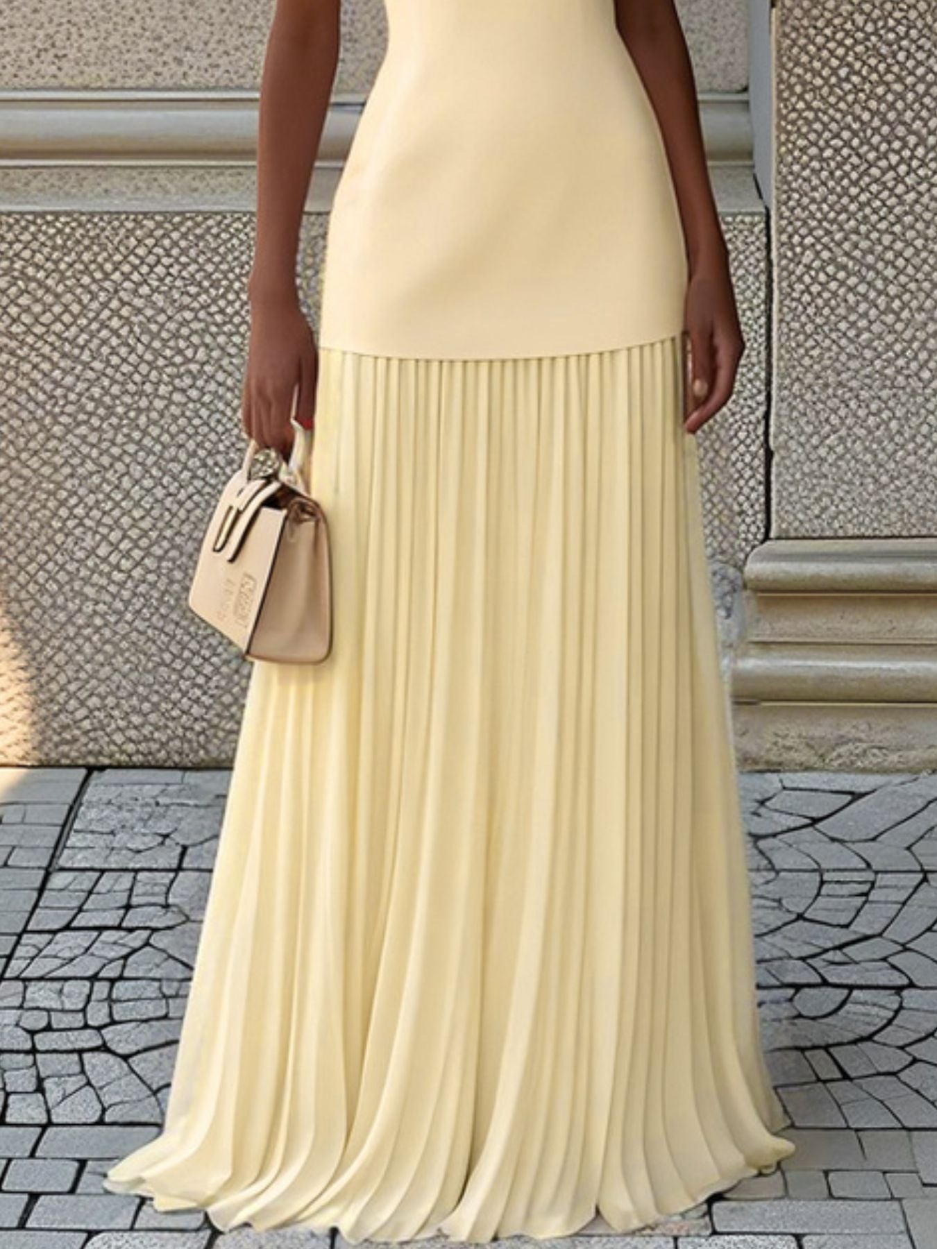 Full Size Sleeveless Top and Pleated Maxi Skirt Set Plus Size