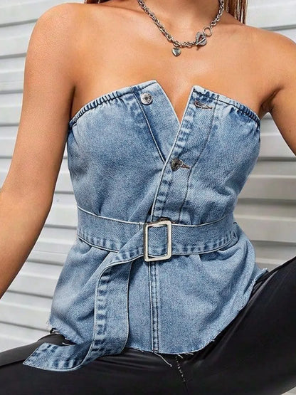 Button Detail Tube Top