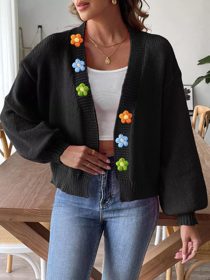 Flower Open Front Cardigan