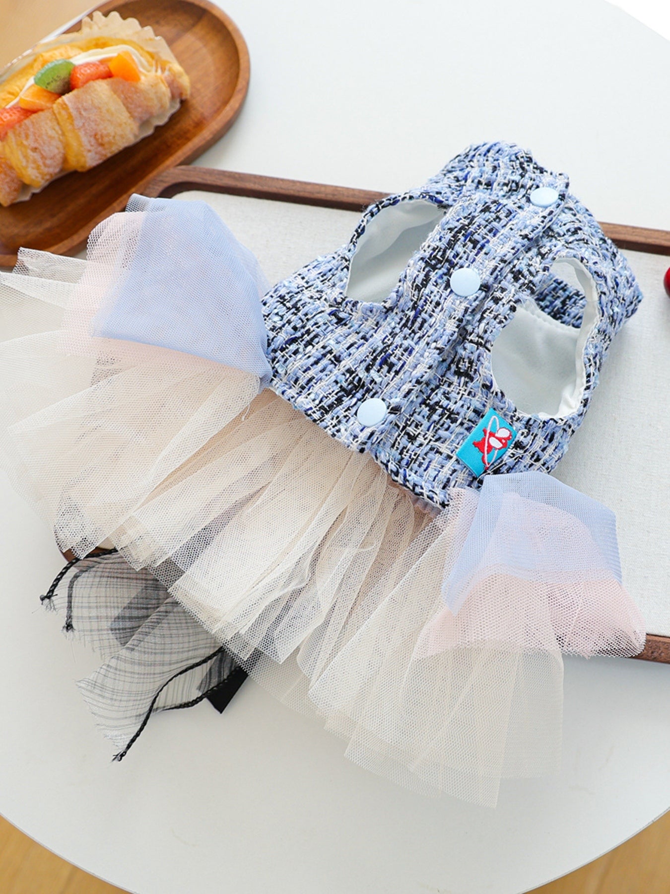 Tweed Pet Dress with Ruffle