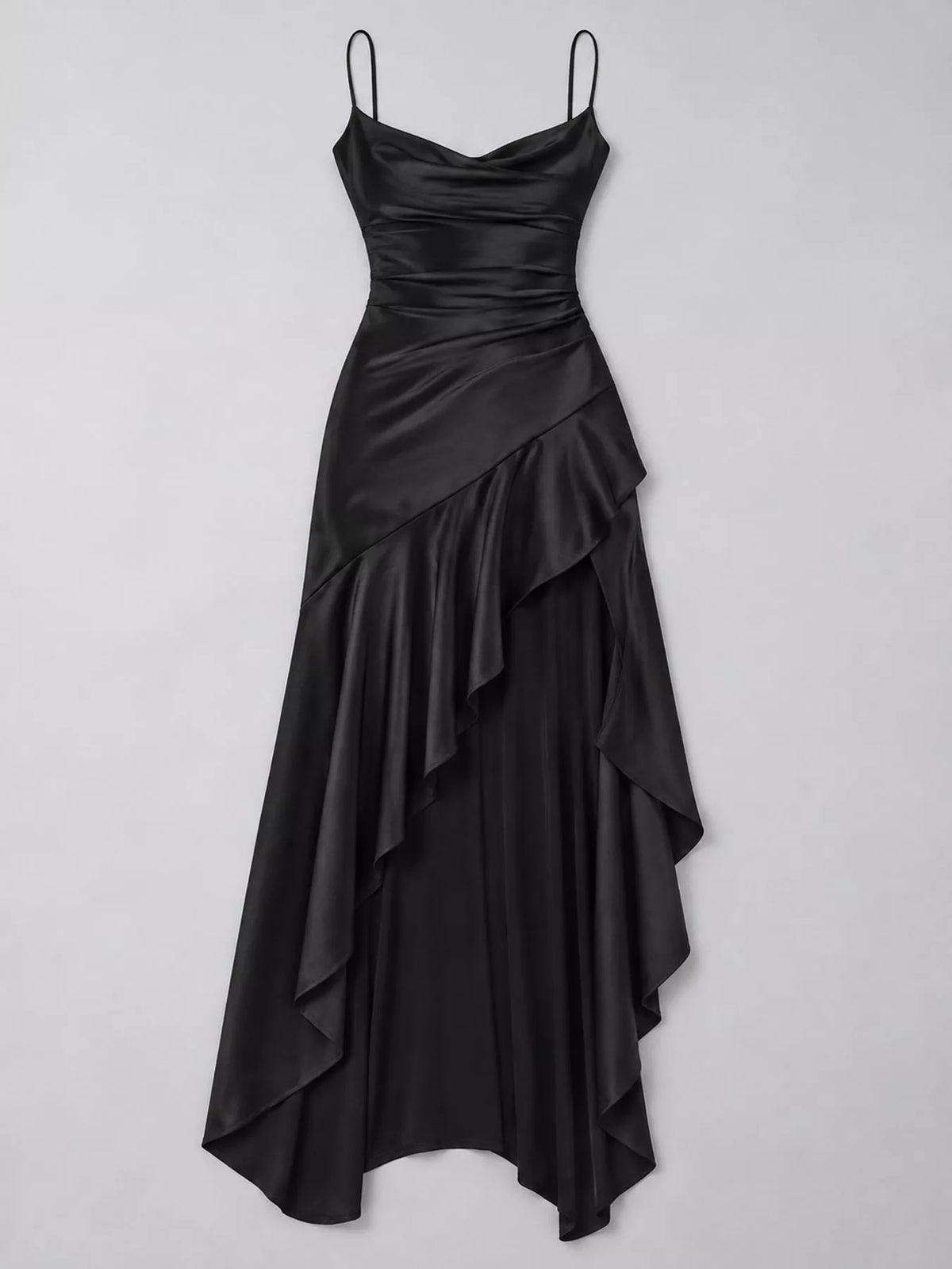 Plus Size High-Low Ruffle Hem Evening Dress, Backless