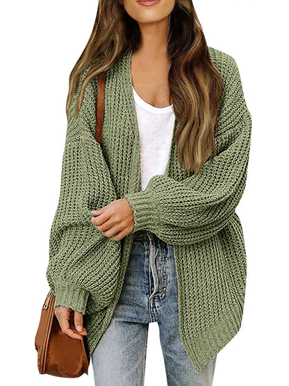 Open-Front Chunky Knit Cardigan