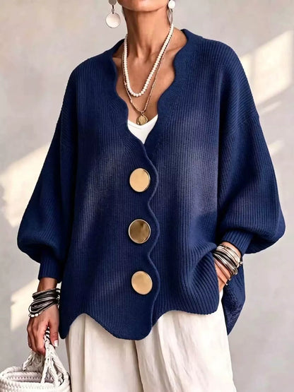 Plus Size Scalloped-Edge Oversized Cardigan