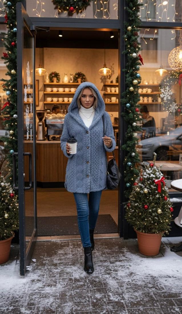 Hooded Button-Down Fleece Outerwear