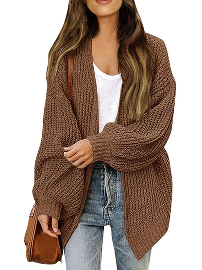 Open-Front Chunky Knit Cardigan
