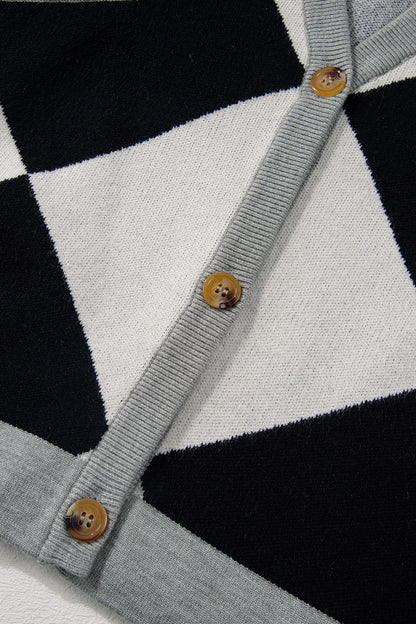 Checkered Button Up Cardigan