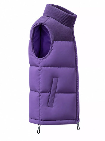 Men's corduroy patchwork puffer vest, view 13
