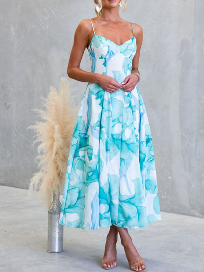 Floral Print Spaghetti Strap Midi Dress