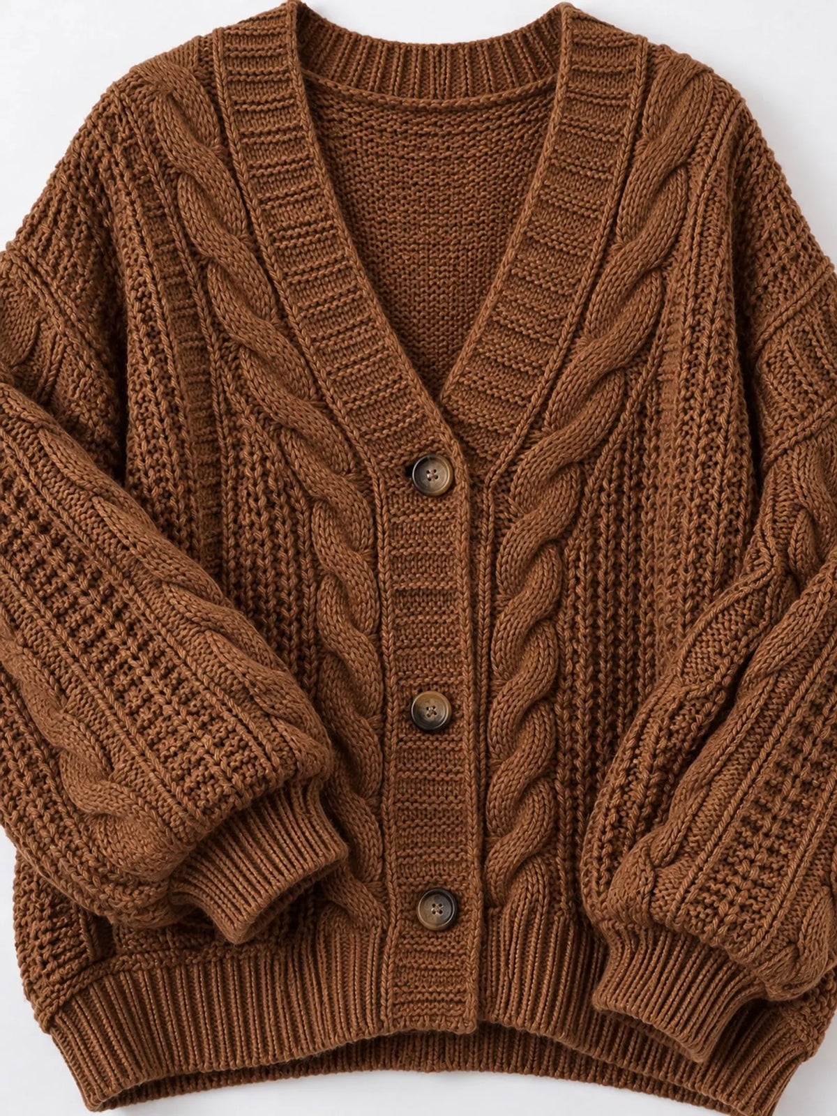 Plus size cable cardigan, view 5