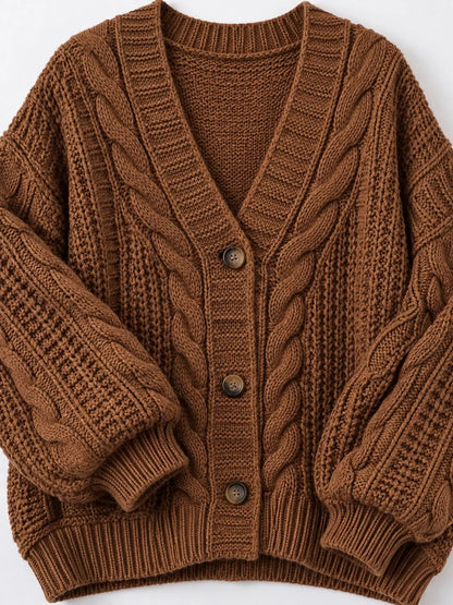 Plus size cable cardigan, view 5