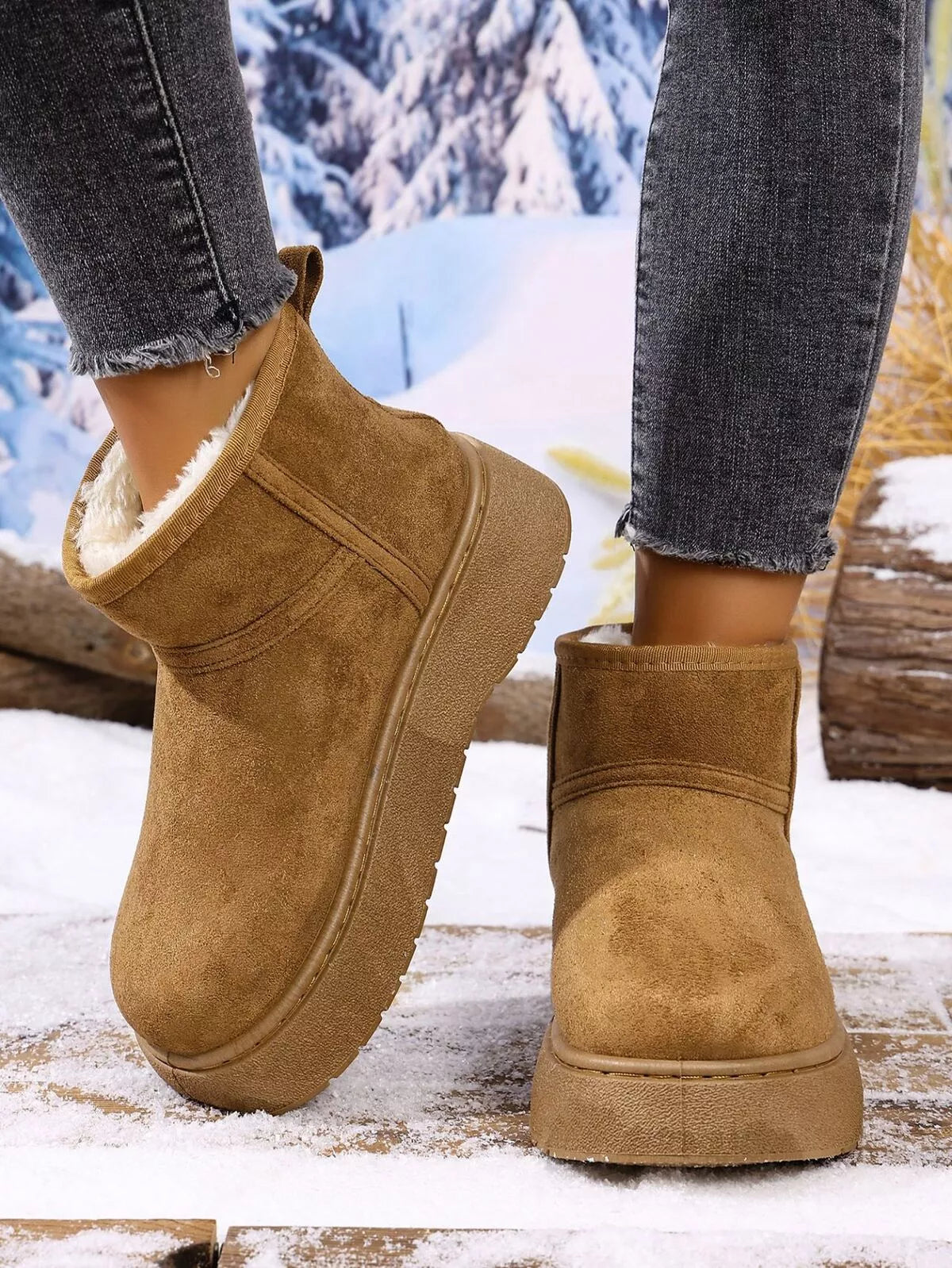 Platform Boots with Round Toe