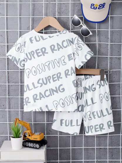 Children's Cartoon Graphic T Shorts Set