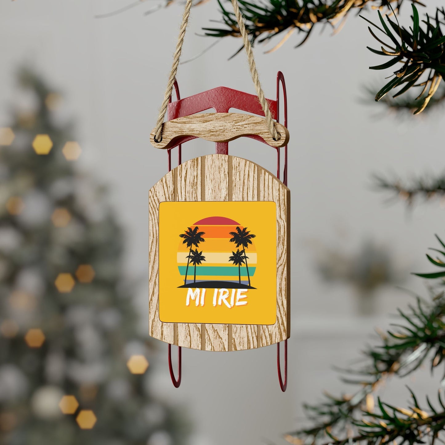 Christmus Sled Ornament - "Mi Irie"