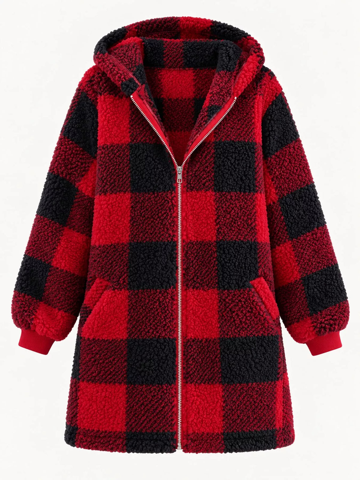 Plaid sherpa hooded jacket, view 25