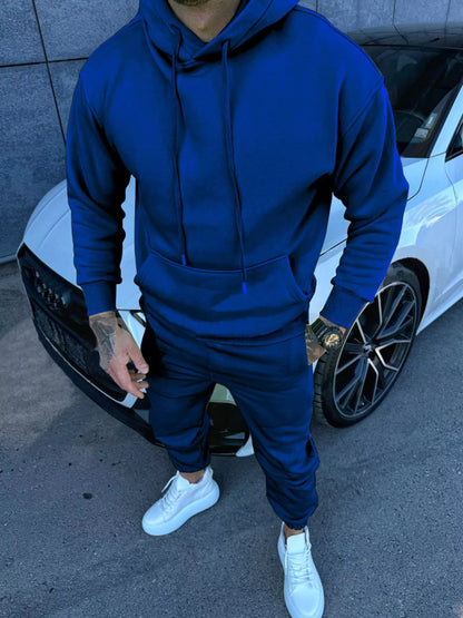 Men's Plus Size Kangaroo Pocket Hoodie & Pants Set