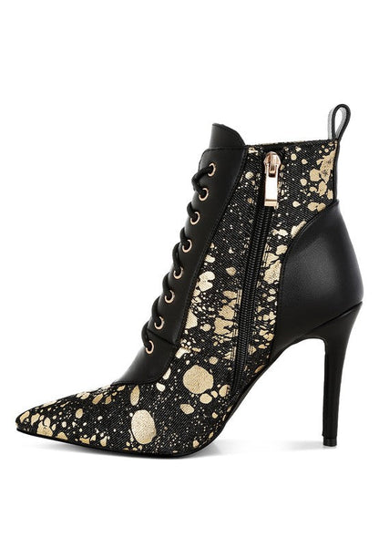 Abstract Pattern Lace-Up Ankle Boots